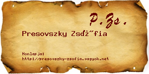 Presovszky Zsófia névjegykártya